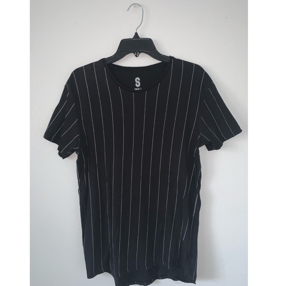 COTTON ON BLACK BASEBALL STRIPE T-SHIRT - Picture 1 of 3